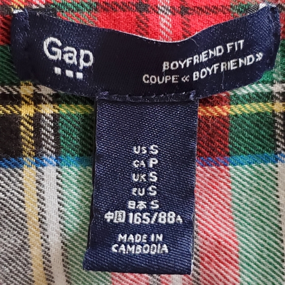 GAP Boyfriend Fit Plaid Cotton Button Up - Picture 7 of 8